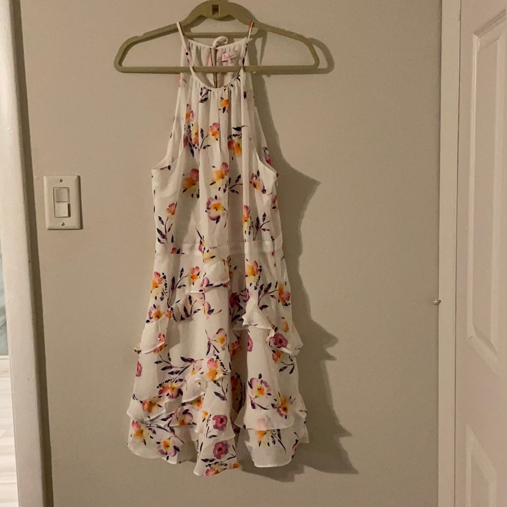 Parker white floral halter dress, size large